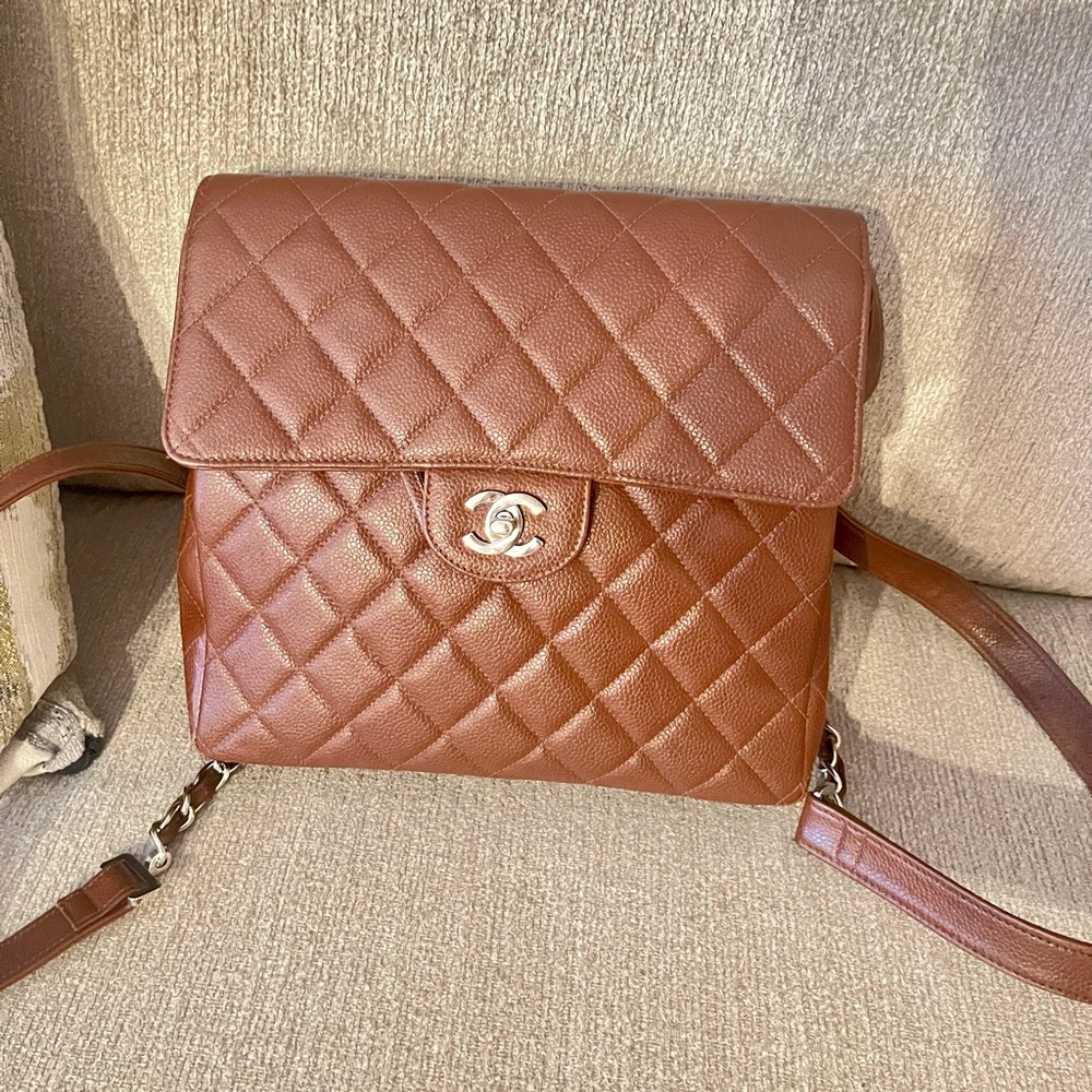 Authentic Chanel Rare Caviar Brown Vintage Backpack